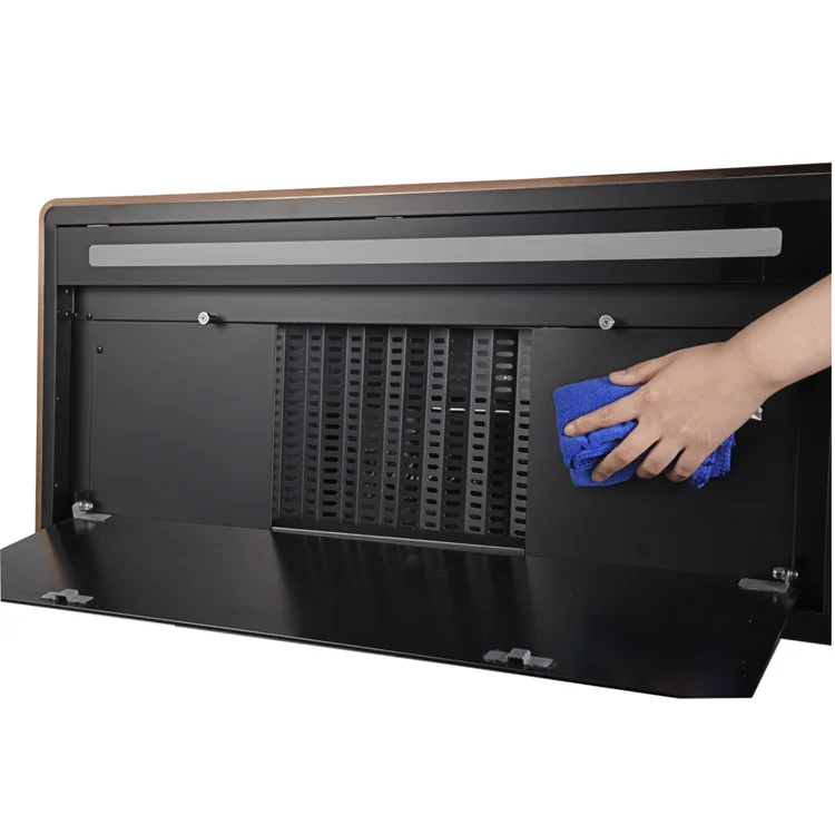 Высококачественный новый дизайн 900 мм черный медный моторный козырек из закаленного стекла для кухни