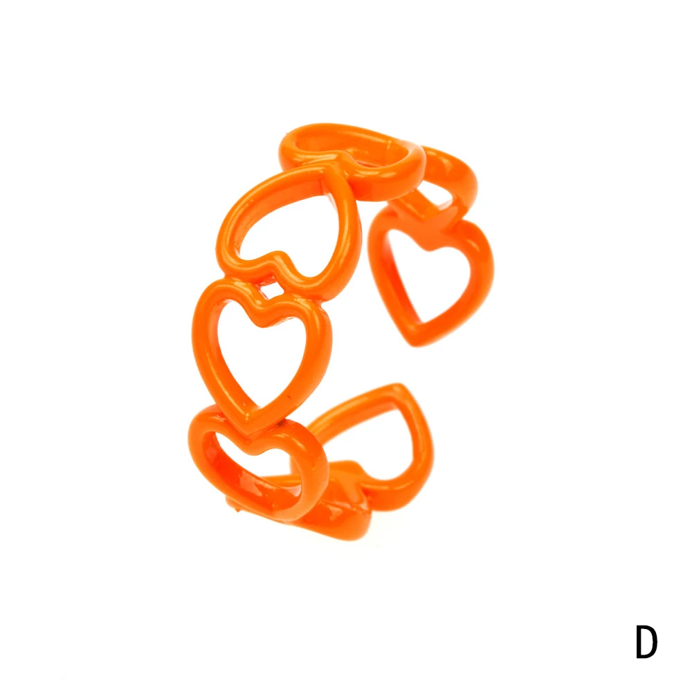  Trend Couple Alloy Heart Open Rings Adjustable Candy Colored Hand Painted Surface Women Fashion Jewelry Factory