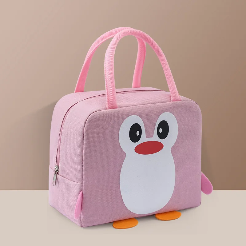 New Cartoon Penguin Lunch Cooler Bag Heavy-duty Aluminum Foil Picnic Tote Handbag Kids Insulated Bento Bag