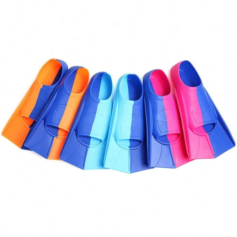 Hot sell custom logo color soft silicon full foot diving fin wide size adult kids short blade swim fins for snorkeling diving