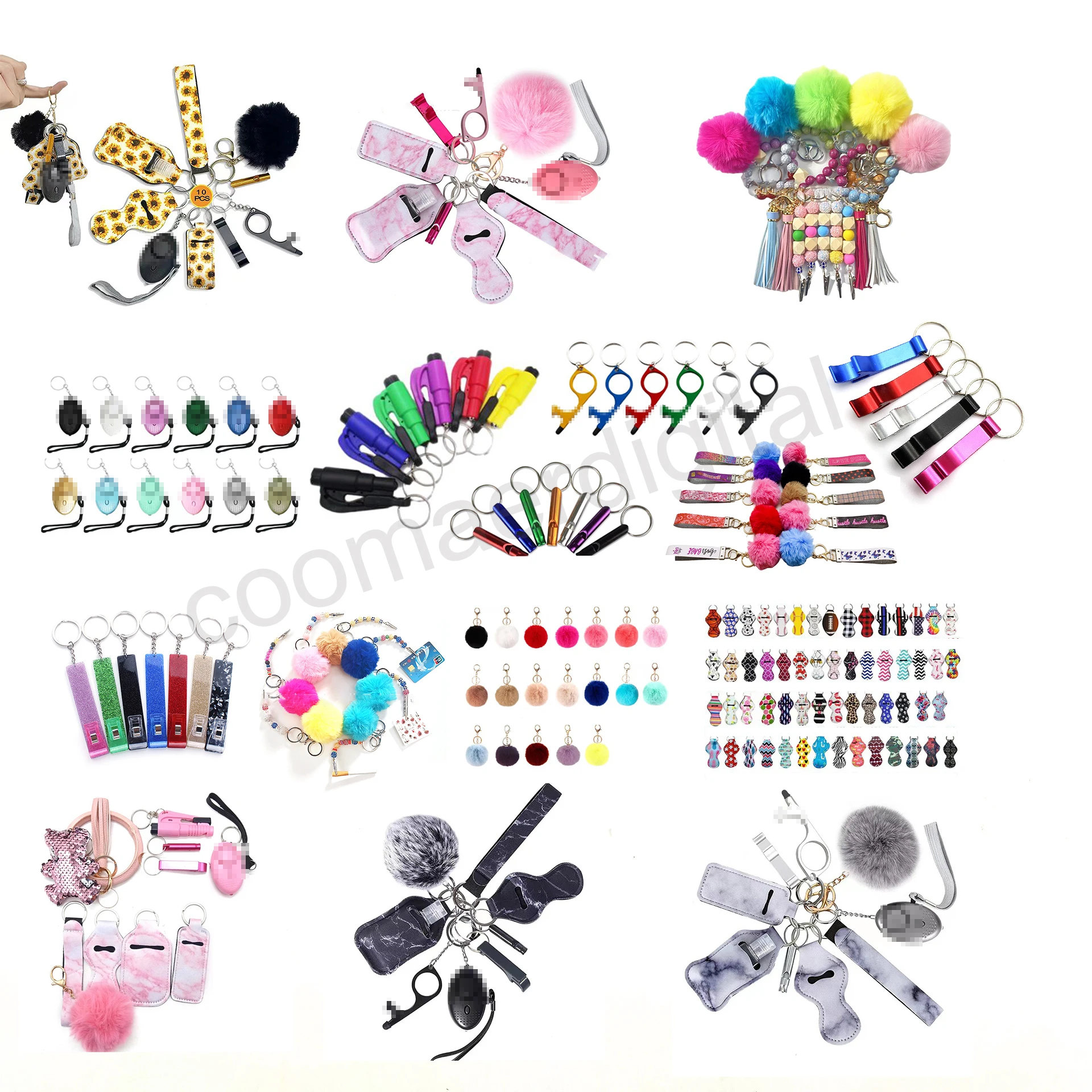 Оптовая продажа, женские гаджеты для самообороны, складной карманный брелок в форме скрытого ключа, набор для самообороны