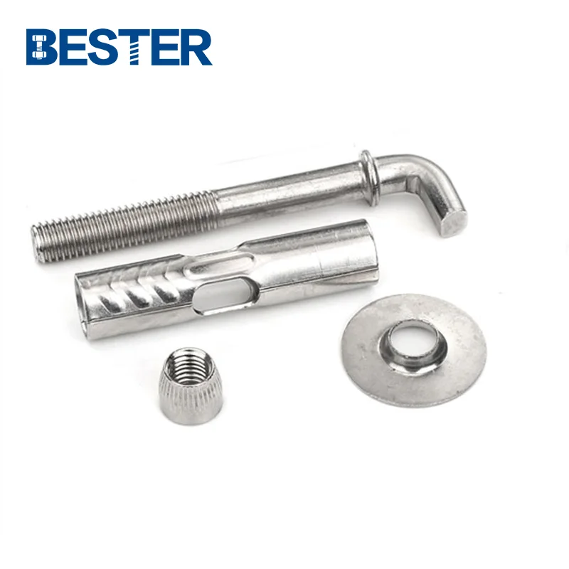 China manufacturers stainless steel carbon steel yellow zinc water heater expansion anchor bolt with l shape hook