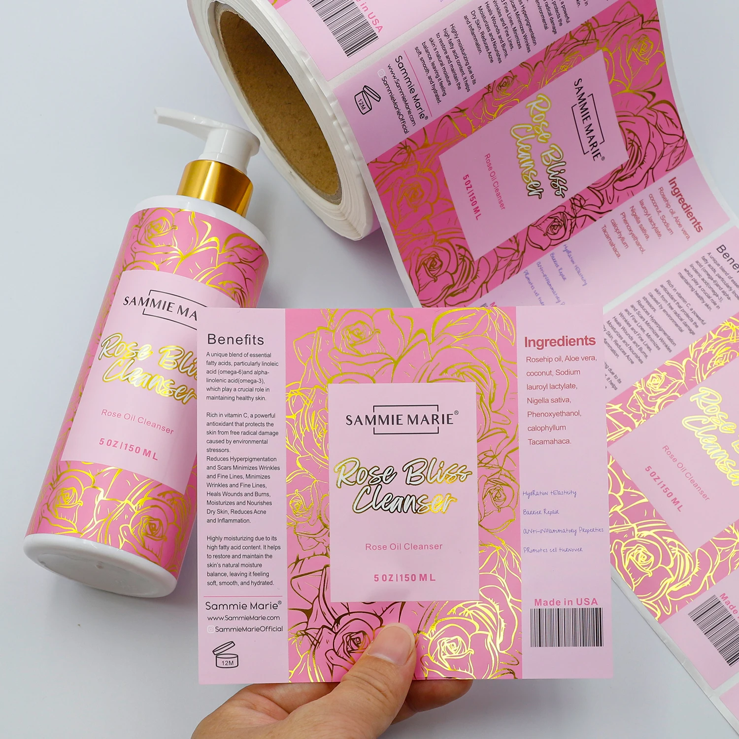 Waterproof Custom Printing Adhesive Vinyl Gold Foil Logo Sticker Label Printing And Design Services Labels For Bottles Packaging