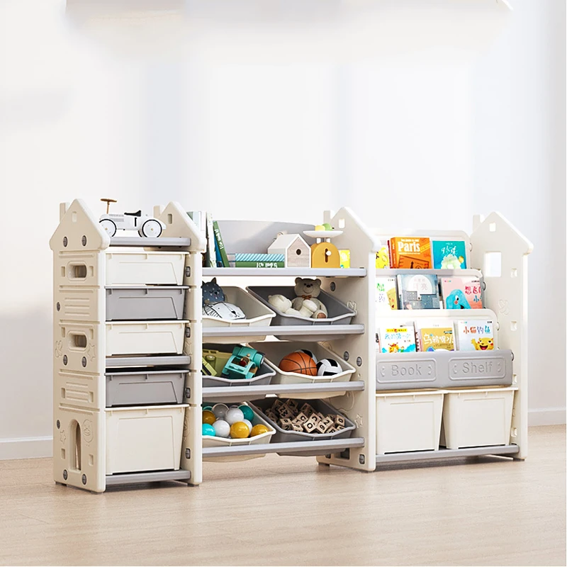New House Shape Kids Toy Shelf Corganizador de juguetes para beb Children Plastic Toy Storage Cabinet Bookshelf Set Kids Cabinet