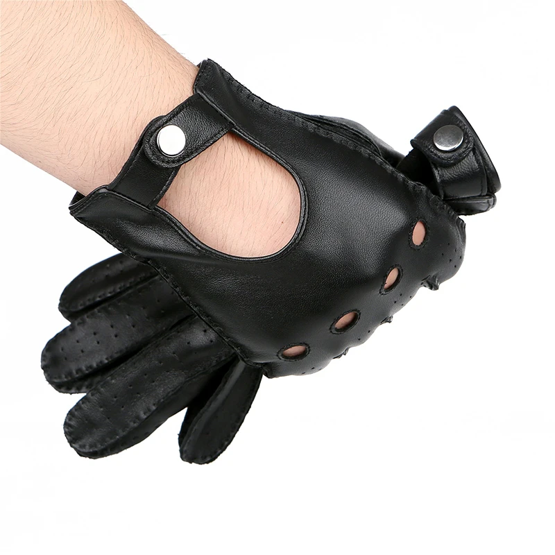 Classic Lambskin Leather Driving Gloves for Men with Touchscreen Technology