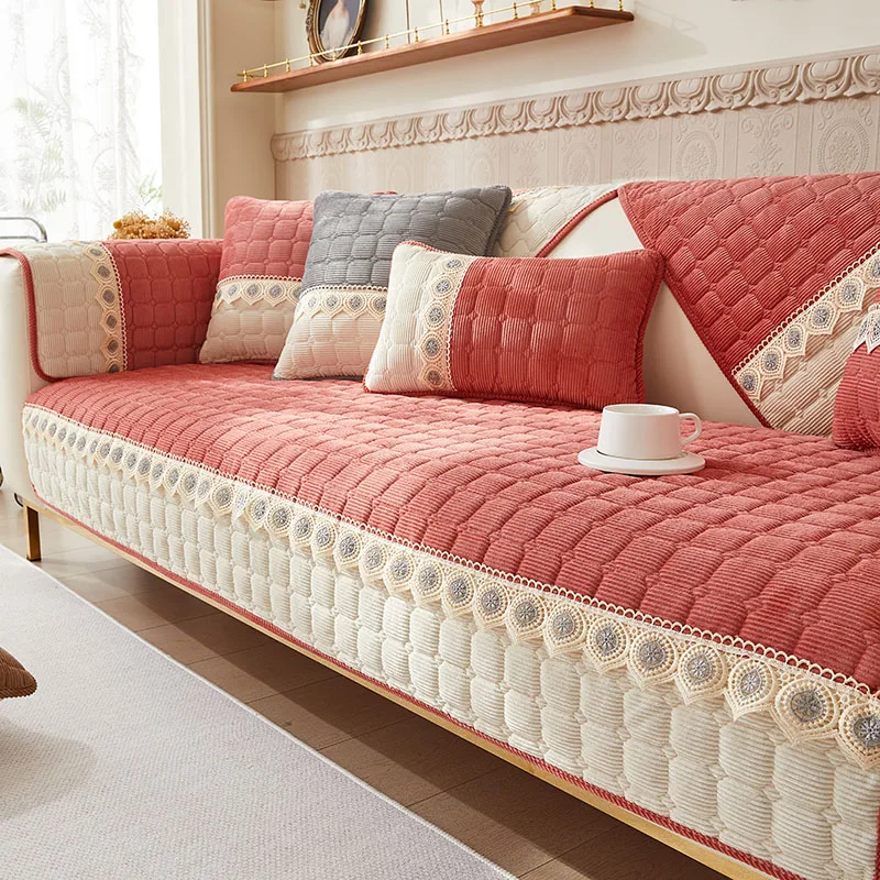 Modern Simple Fashion Leather Sofa Slipcover Four Seasons Universal Non-Slip Corduroy Cushion Cover Home Office Furniture