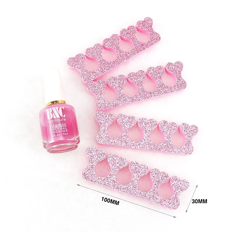 Ziri Factory Supply Nail Art Tools Pedicure EVA  Toe Divider Manicure Pink Sponge Glitter Foot Fingers Separator