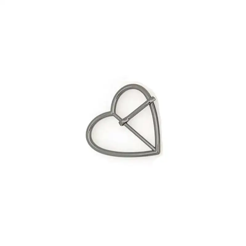 WYSE Trendy Heart-Shaped Private Custom Logo Brand Name Plate Alloy Matel Belt Buckles 30mm