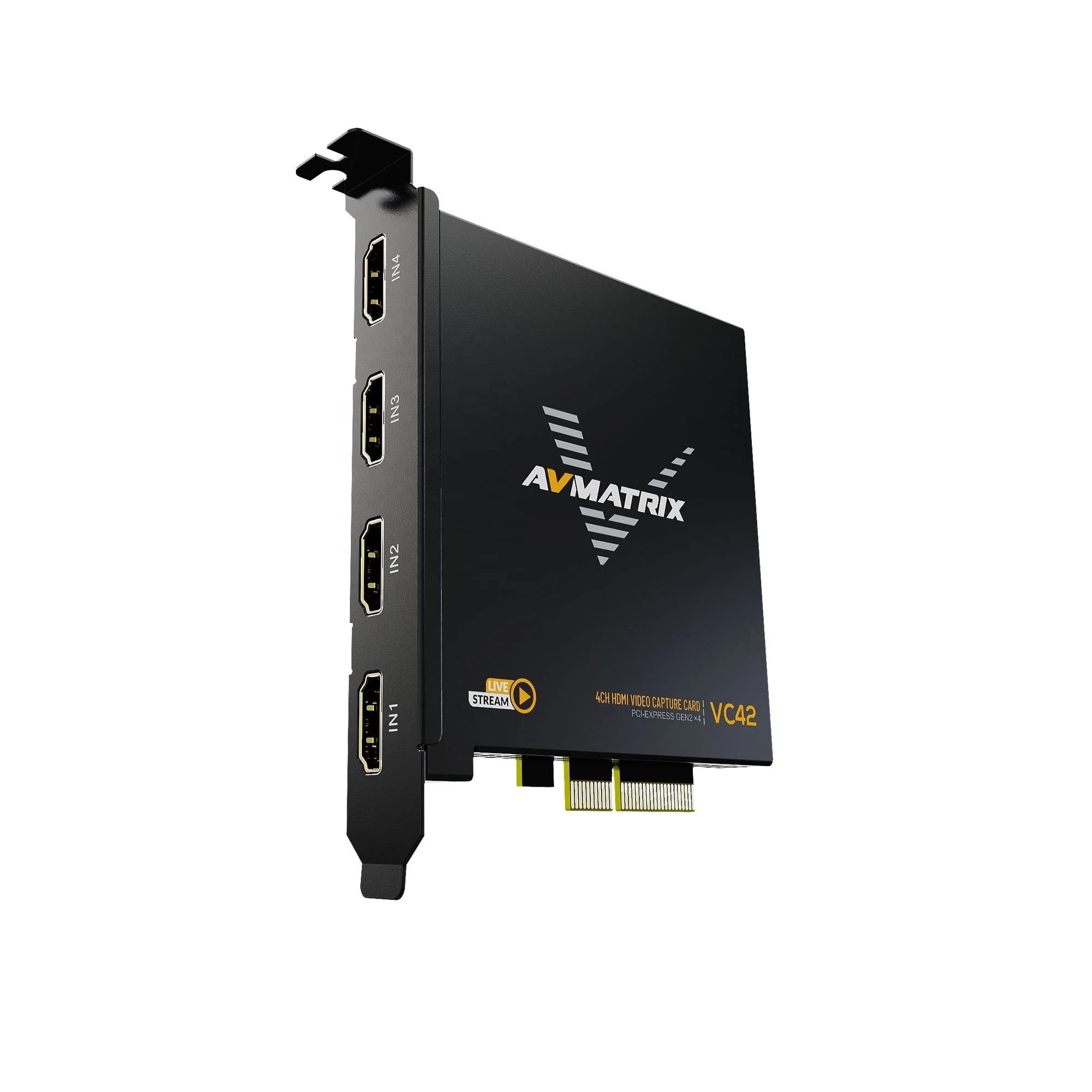 AVMATRIX VC42 Best Choice 1080P60Hz 4 Channel HDMI PCI-E Video Capture Card with Heat dissipation for Live Streaming
