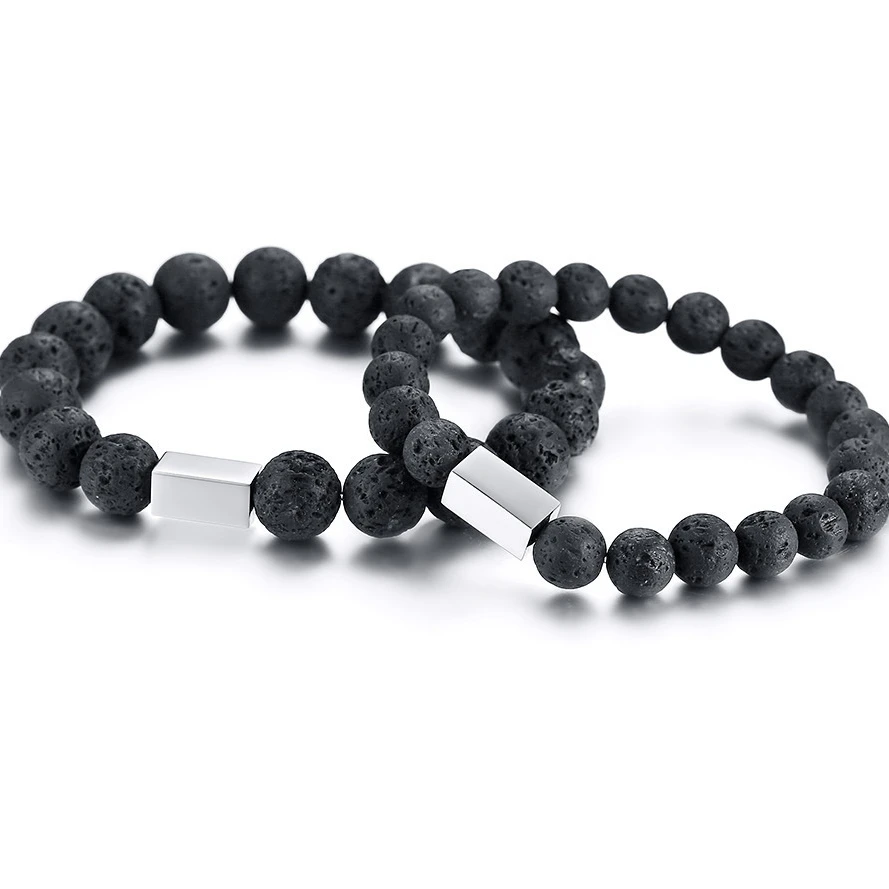 Free engraving custom information Adjustable bead bracelet men