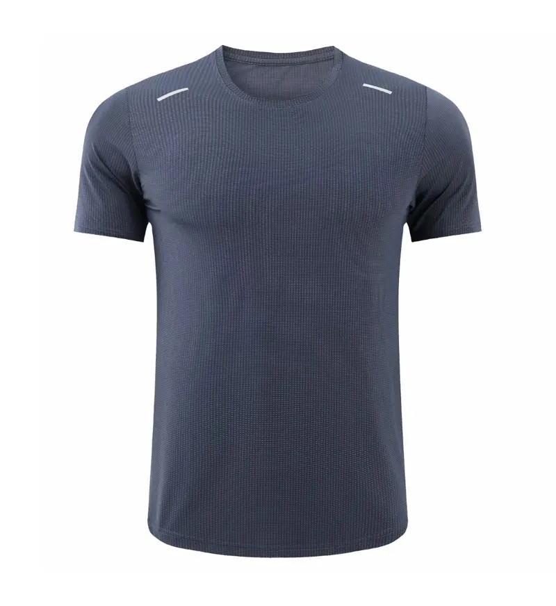 
2021 wholesale men custom reflective logo sports running active gym polyester t shirts fitness clothing apparel wear 