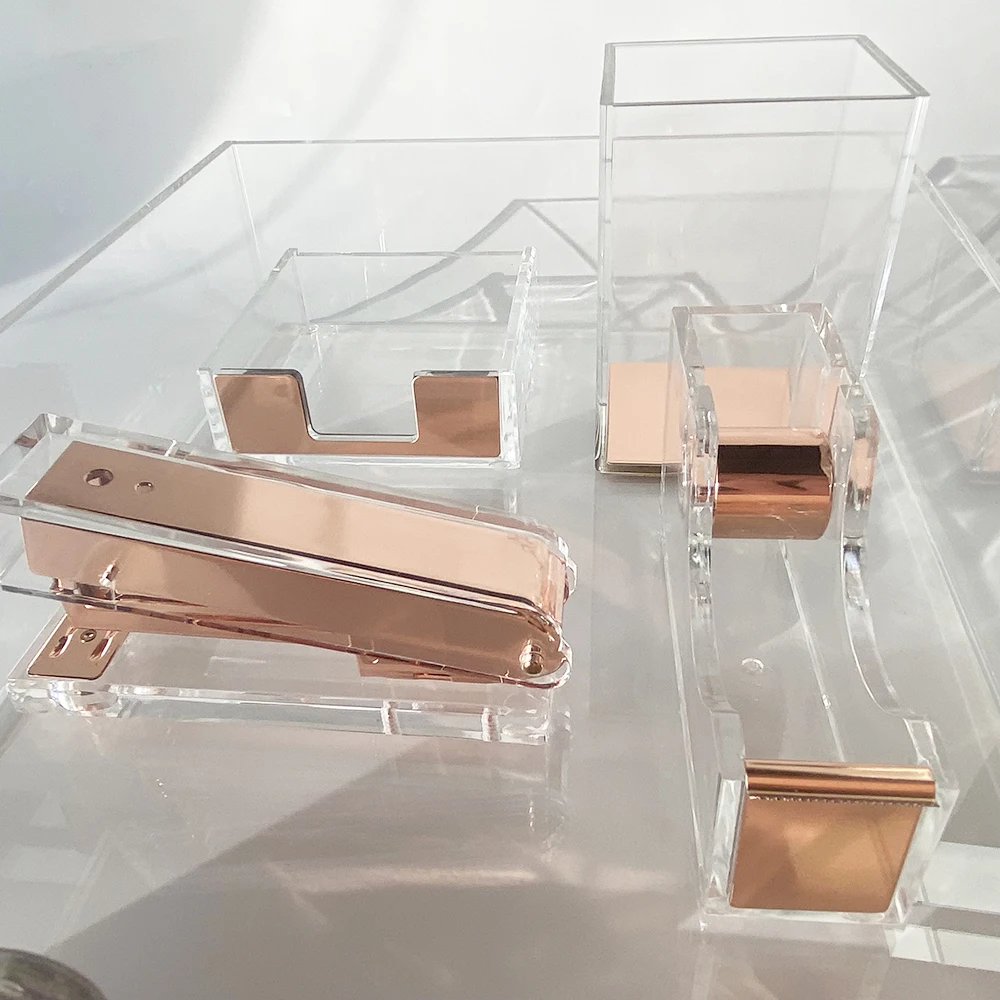 Золотой акриловый степлер набор для снятия степлера диспенсер ленты офисных принадлежностей аксессуаров стола