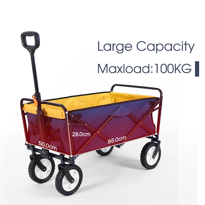 Outdoor Picnic Beach Camping Wagon Camping Cart Trolley Garden Collapsible Folding Utility Cart Wagon