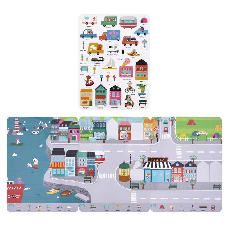 Silicone Sticker Book Busy City Theme Children Puzzle Picture Book Preschool DIY Handmade Craft Kit