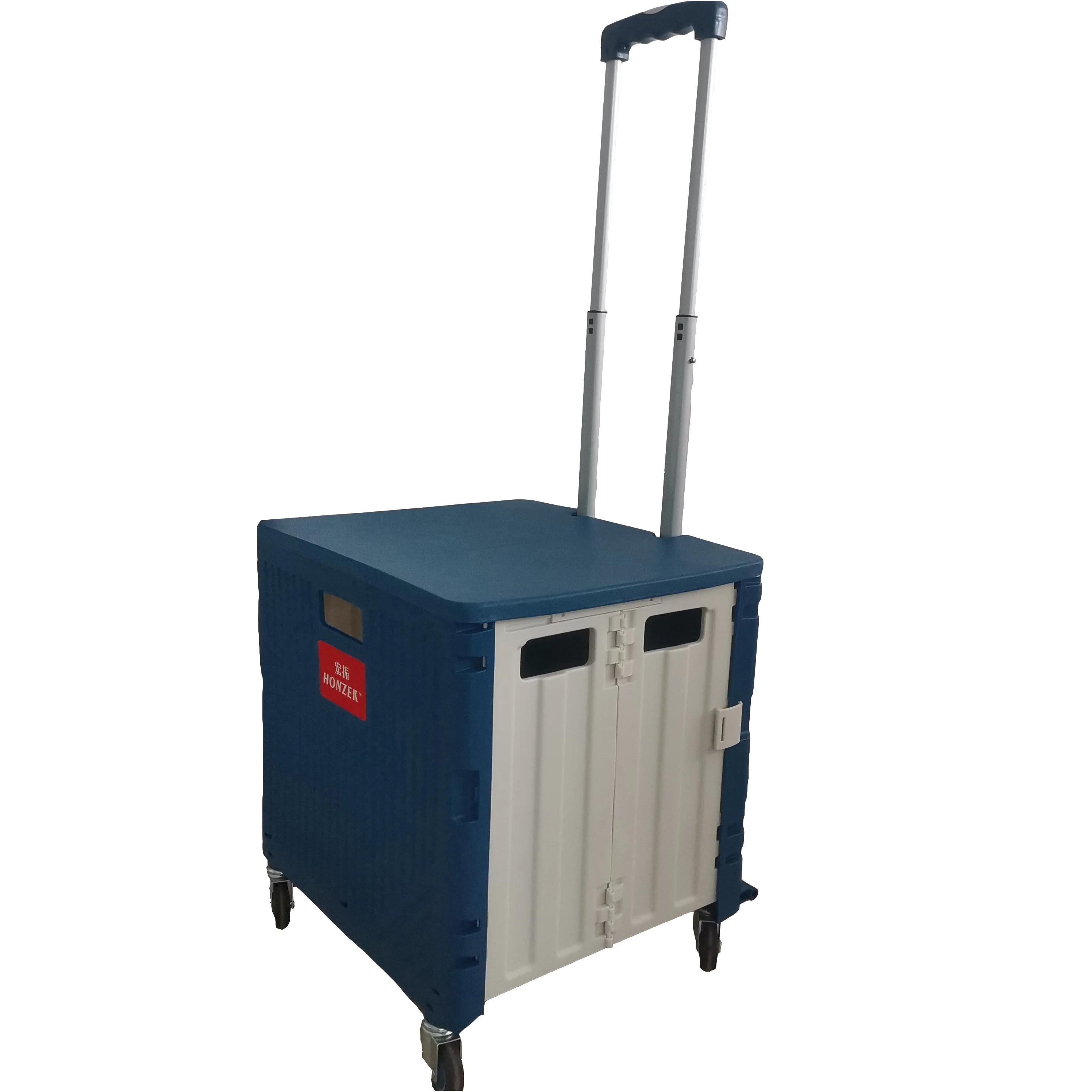 4 wheels plastic folding shopping cart trolley foldable shopping crate trolley wholesale  foldable trolley cart