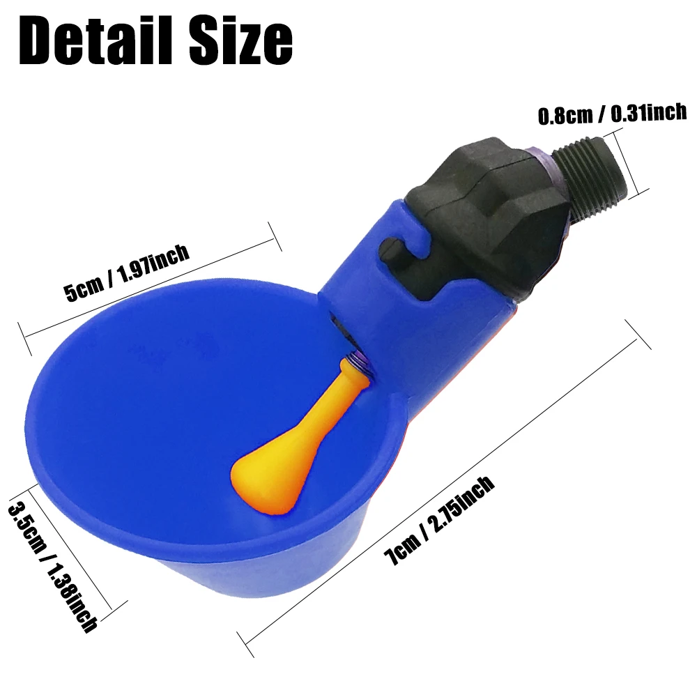 Automatic Chicken Drink Water Cup Blue Quail Hanging Nipple Drinking Bowl Feed Bird Coop Drinker Cups for Backyard Poultry