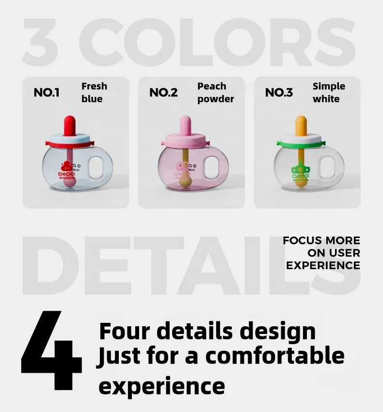 On-the-Go Hydration 4 Colors Tritan Bottle with Straw Large Capacity Cartoon Design Heat-Resistant Leak-Proof BPA-Free for Kids