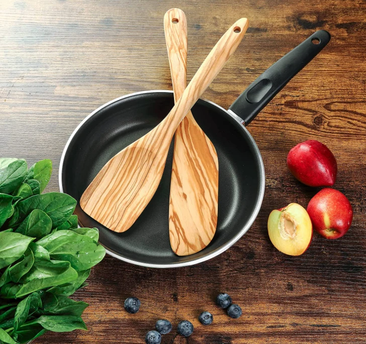 Olive Wood Cooking Spoons Set with Cooking Spatulas Set, Set of 4 Cooking Utensils.