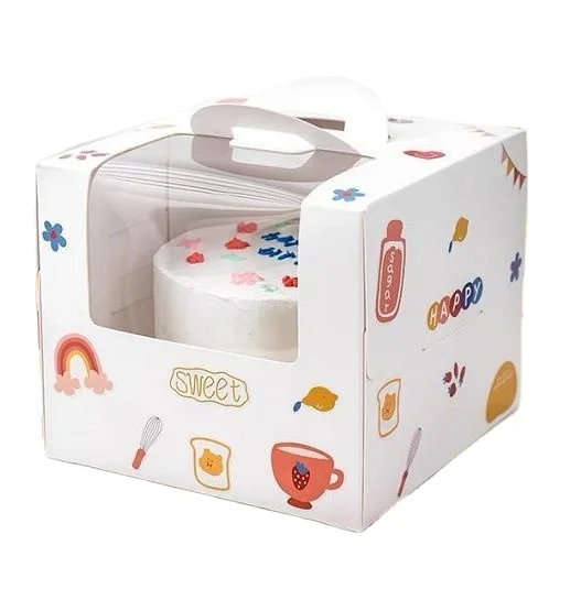 Professional customized LOGO, size, cakes/donuts/baked bread/cookies/fudge cardboard paper box with PET window