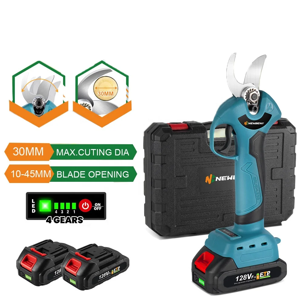 45mm Brushless Electric Pruner 4 Gears Cordless Handheld Orchard Shrub Pruning Tree Branches Cutter