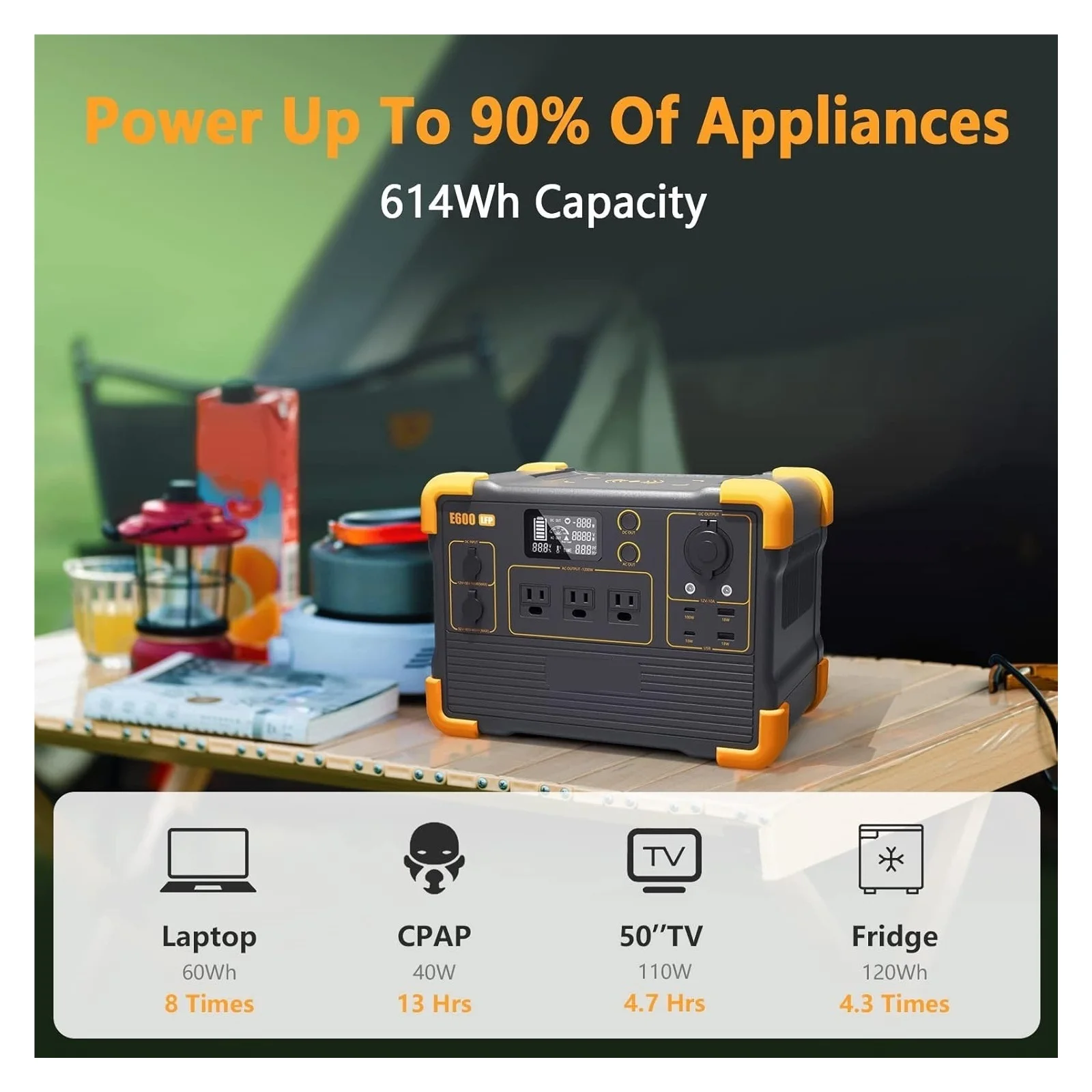 SenHuo E600LFP 614Wh солнечной энергии 3x1200 Вт розетка переменного тока 100 USB-C
