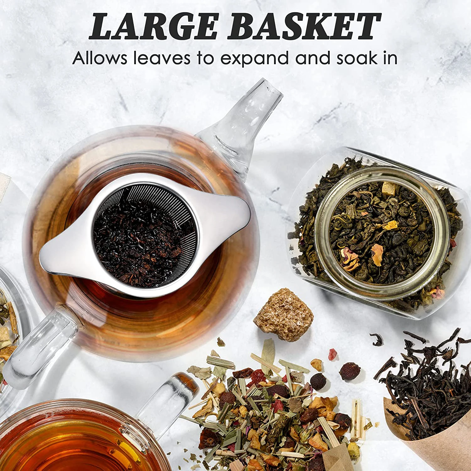 Wholesale Stocked Empty Tea Filter Bags Tea Infuser Stainless Steel With Two Handle For Cup Mug Teapot