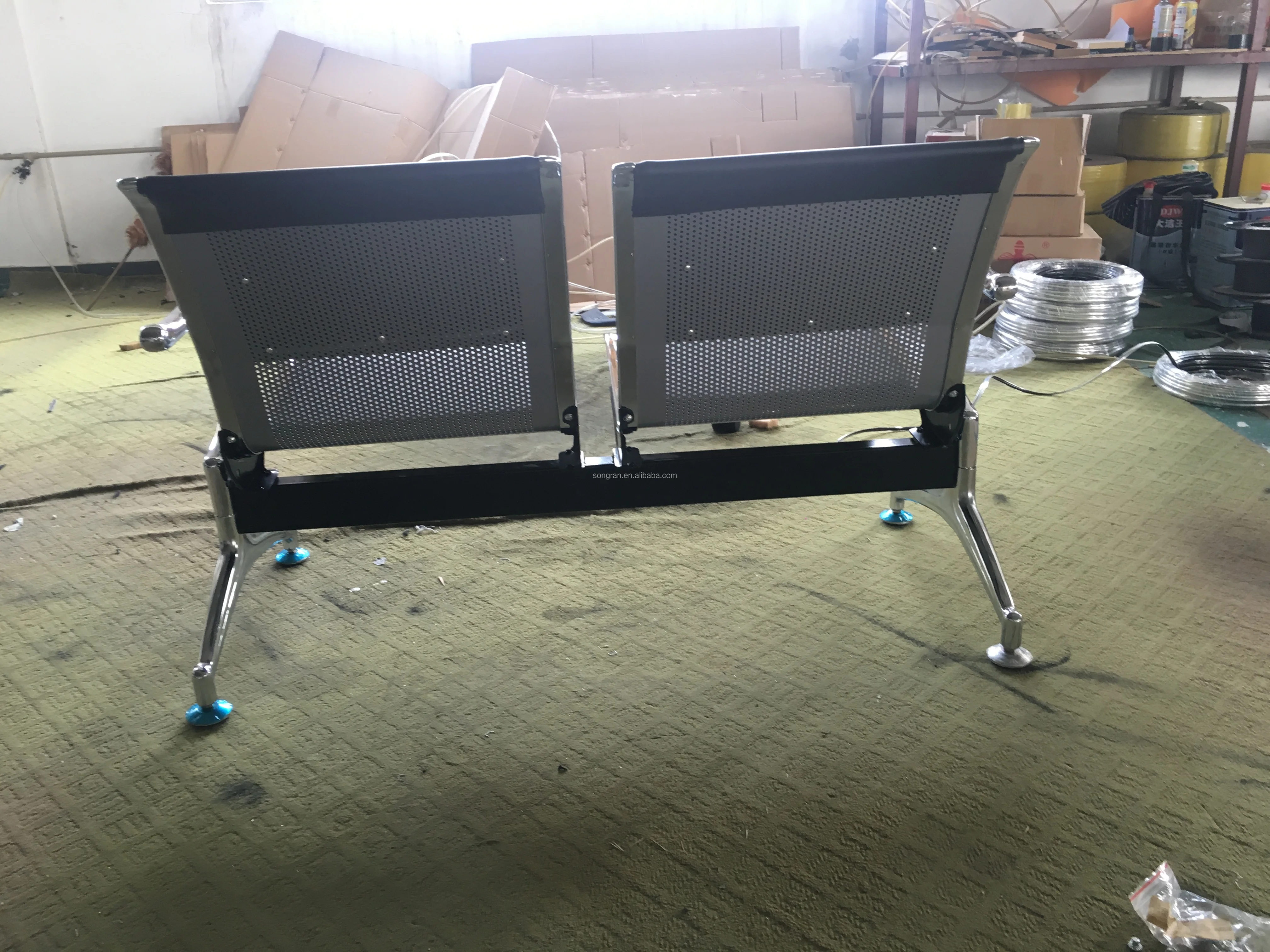 3-seater reception benches waiting area furniture PU hospital waiting chair