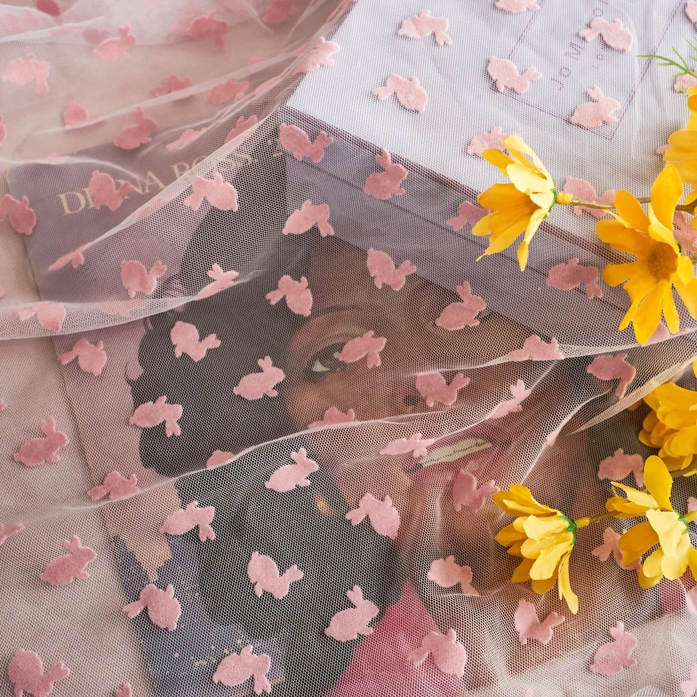 Розовая Милая Тюлевая ткань из меха кролика 100% полиэстера милое платье-пачка для девочек