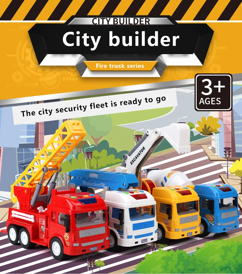 Большой инерционный инженерный автомобиль 28/5000, цементный экскаватор, пожарный двигатель, набор моделей самолетов, детские игрушки