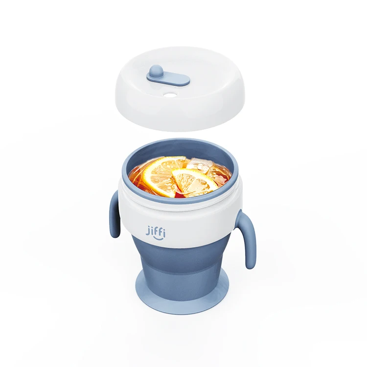 Customized Spill-Proof Collapsible BPA Free Silicone Snack Cups with Lid for Toddlers