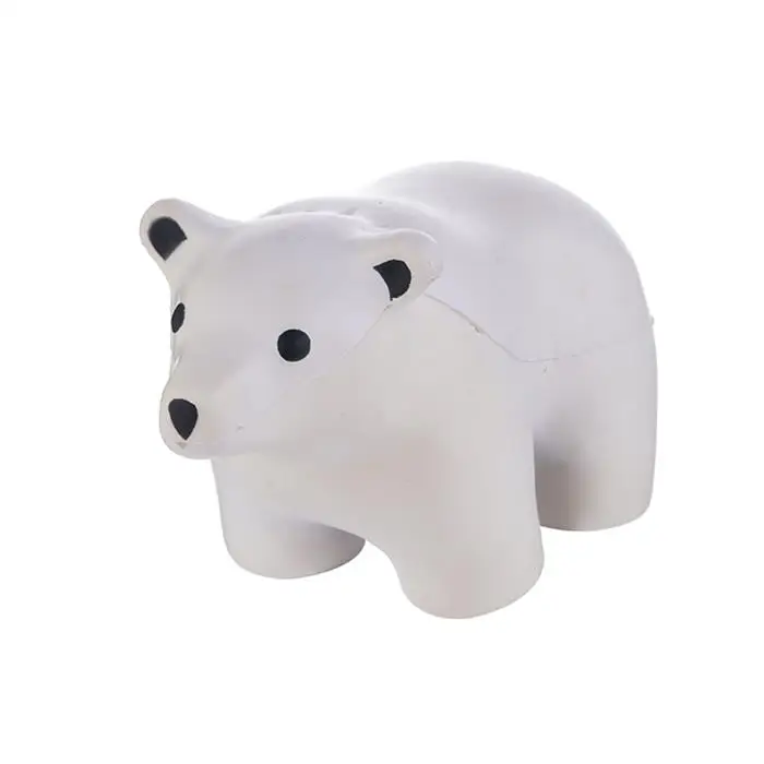 Custom printed Promotional PU Gifts Foam Polar Bear Stress Ball Cute Plush Polar Bear Custom Plush Teddy Toy