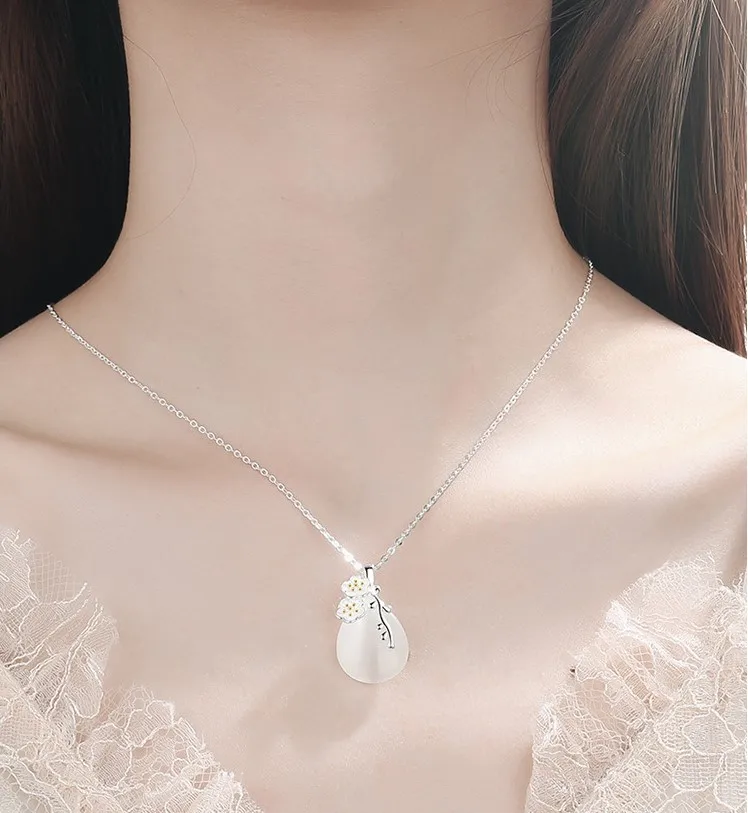 Sterling silver flower and opal women