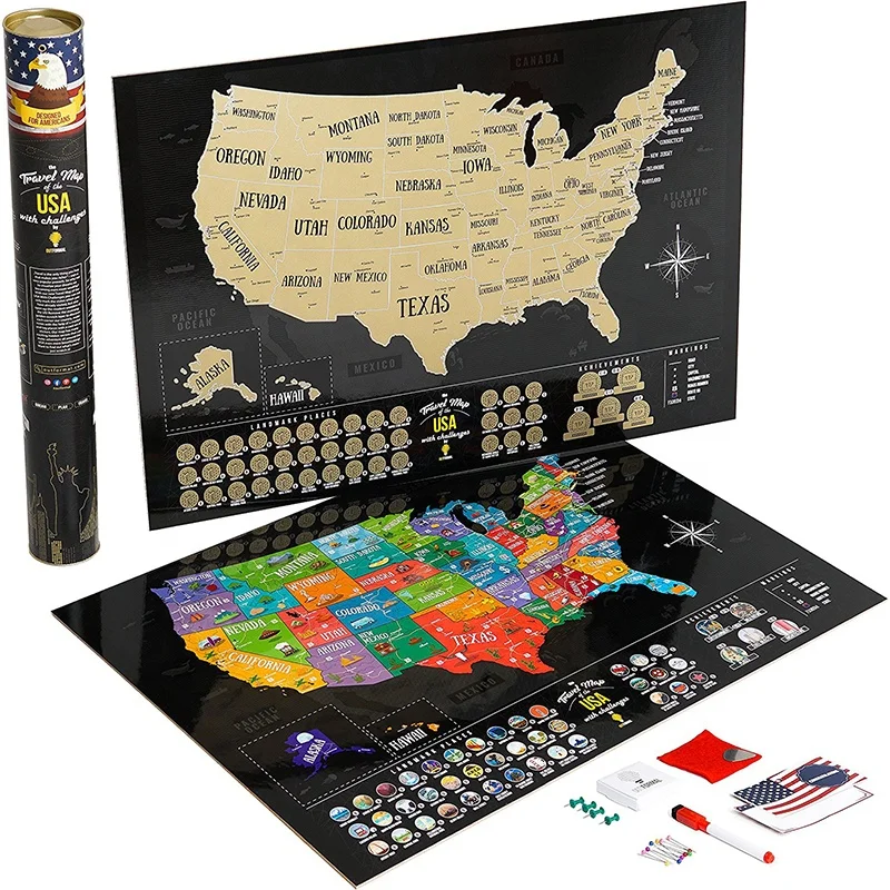 
Best Selling Adventure World Landmass Scratch Off World Travel Map With Tube 