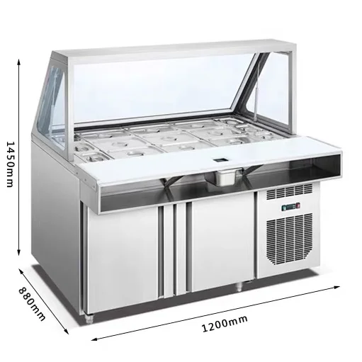 Refrigerated salad bar worktable freezer fridge for restaurants
