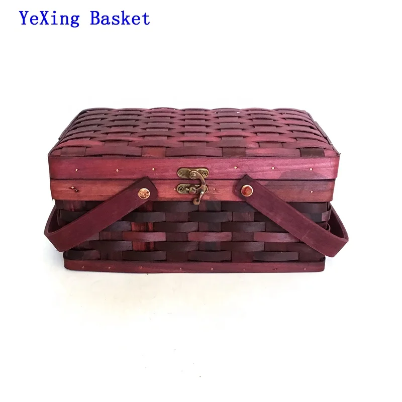 Professional factory woven gift storage gift basket with double collapsible handles