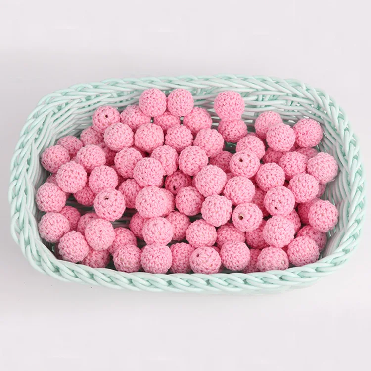 Handmade Baby Nursing Teething Wooden Cotton Crochet Beads