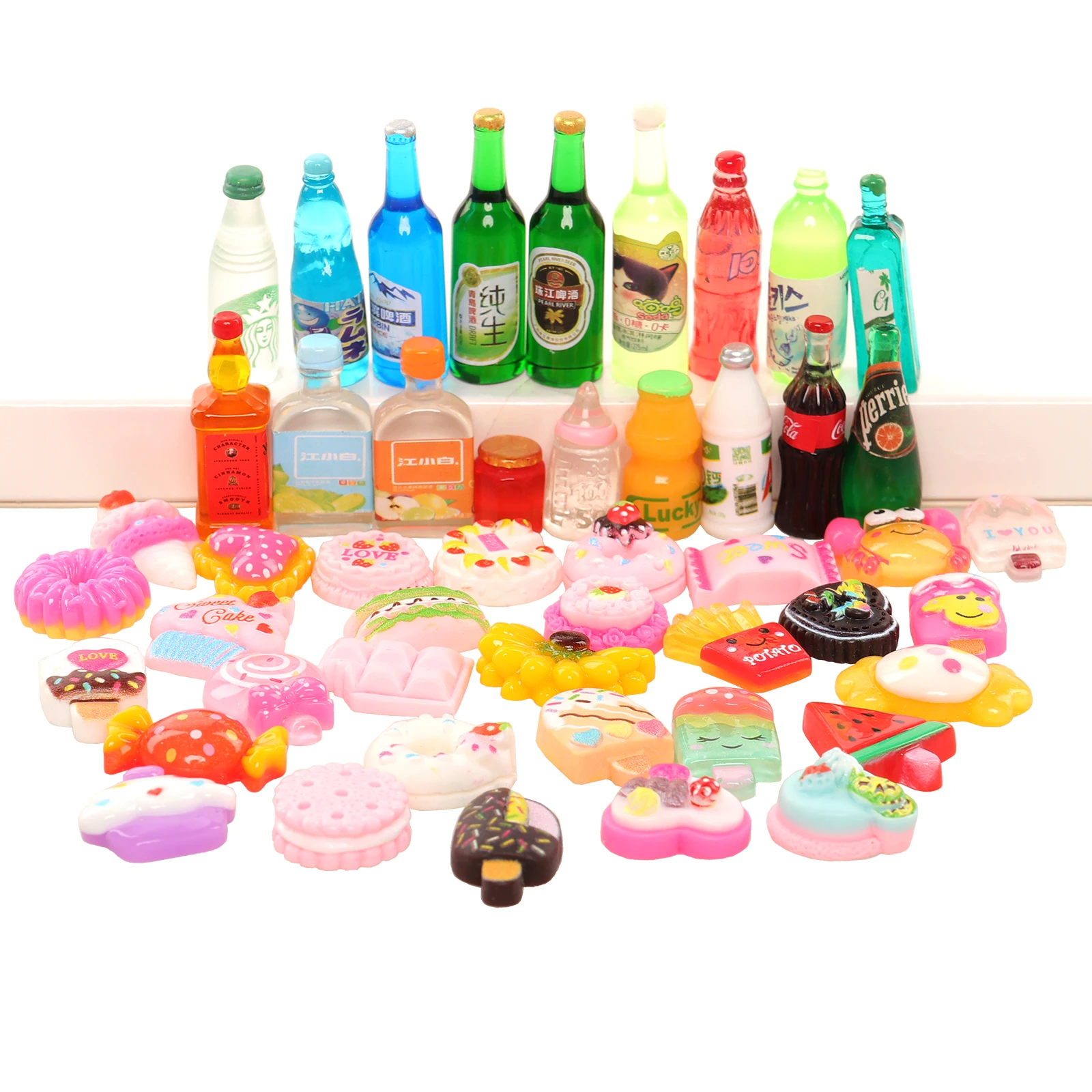 
Wholesale Fashion Lovely 50 Pieces Doll Food Play Accessories =30 Random Foods + 20 Random Drinks High Quality for Kids Games To 
