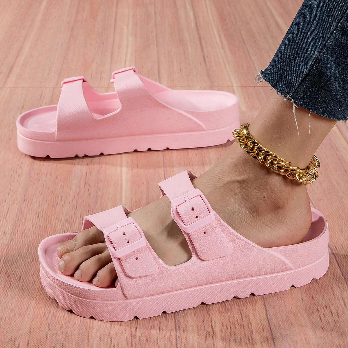 Happyslides 2024 Shower Sandal Quick Drying Bathroom Gym Soft Sole Open Toe House hotel woman pink Flip-Flops slippers for home