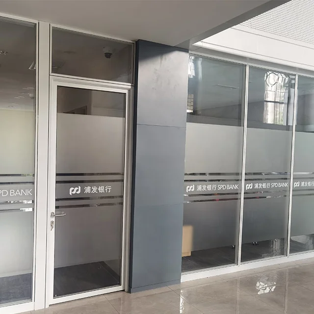 Коммерческая цена дешевая офисная перегородка двухслойная видимая рамка офисное стекло