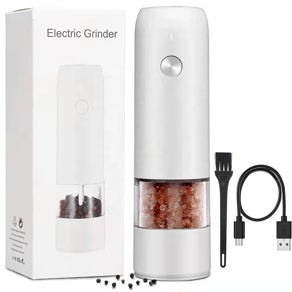 USB Rechargeable Pepper Mill Refillable & Adjustable Coarseness Sea Salt Peppercorn Grinder Electric Salt and Pepper Grinder