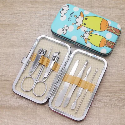 YUXI Wholesale 7pcs Nail Clippers Manicure Set Cartoon Cute Stainless Steel Finger Nail Clippers