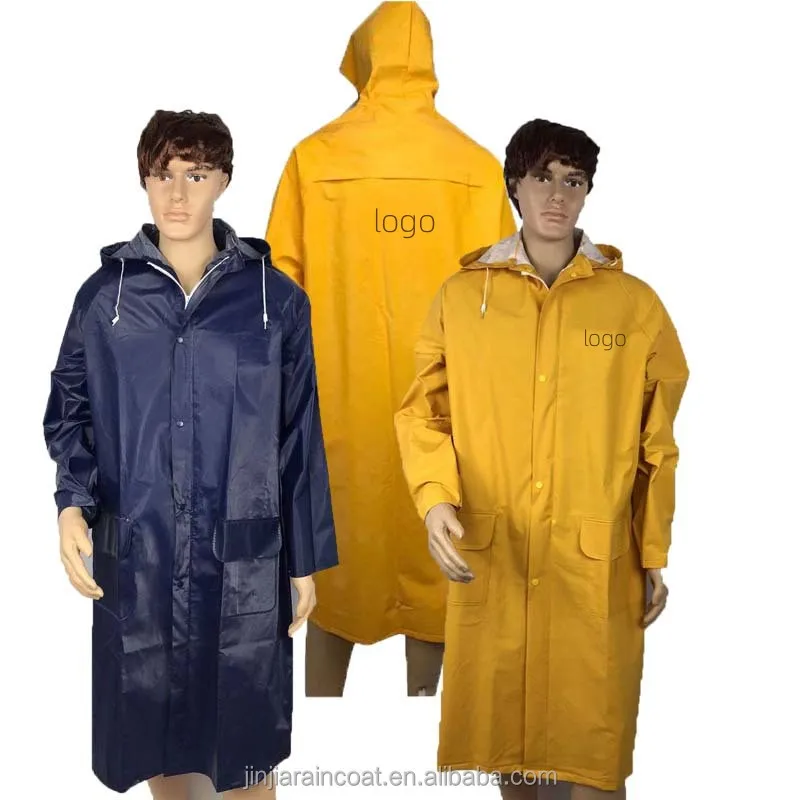 high quality reusable rain coat manufacturer custom price pvc polyester heavy duty outdoor waterproof work raincoats for adults
