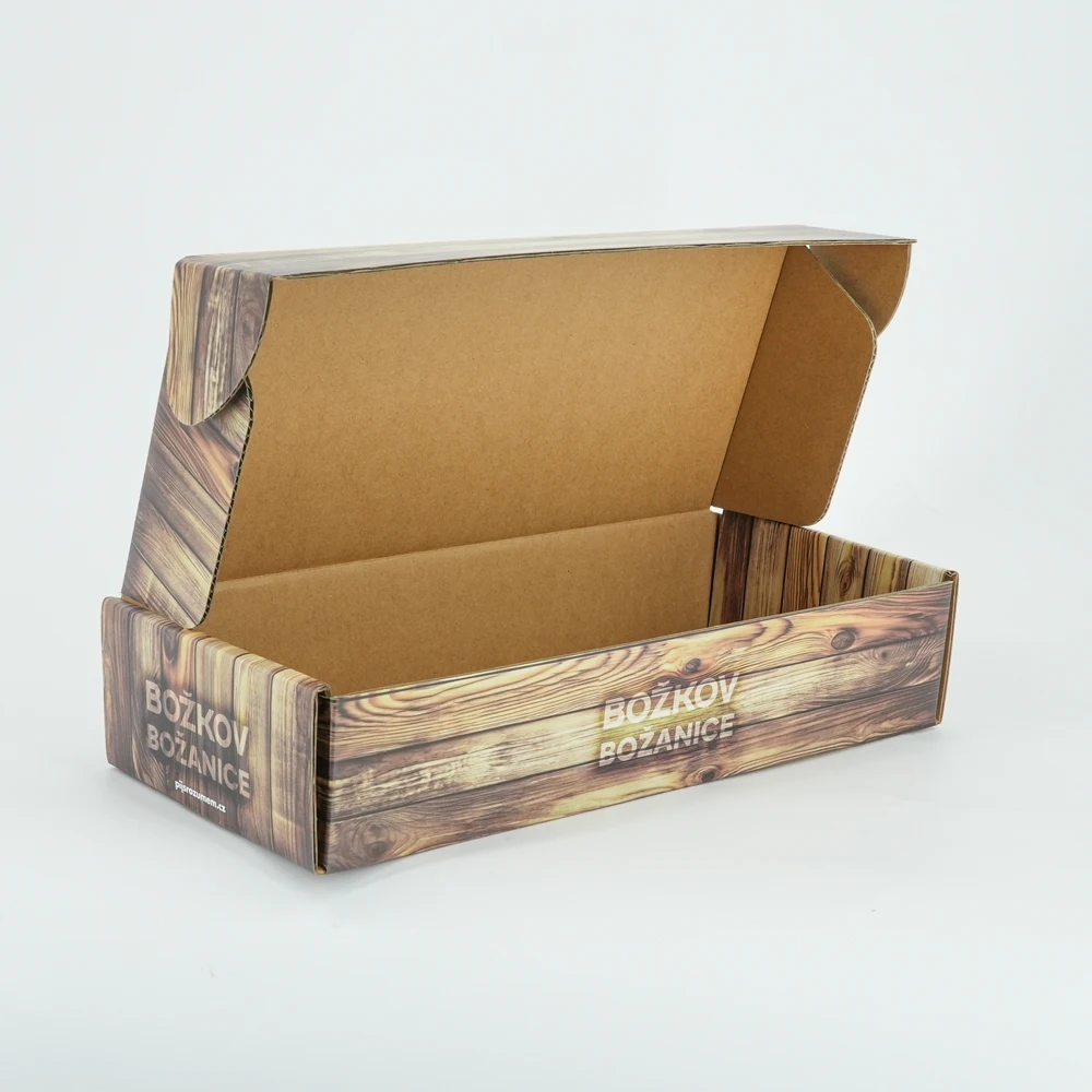 Wholesale  Recyclable  Wood textured printed box packaging box Paper Gift Box Packaging For shipping