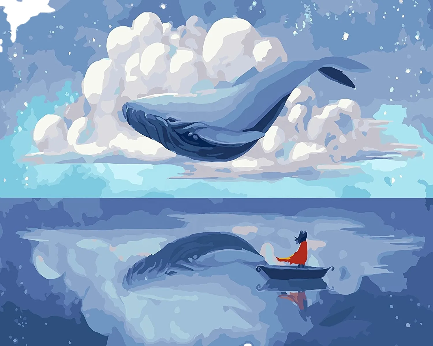 Orfon  popular paint by numbers diy 40x50 landscape boat blue whale