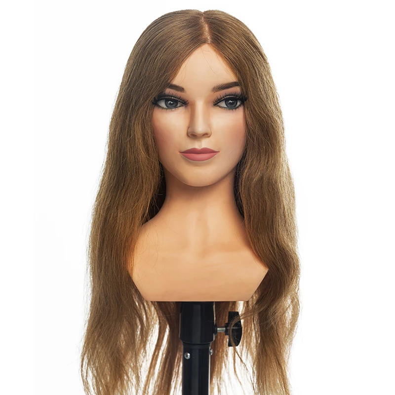 JO6 High Quality Wholesale salon practicing 100% natural hair female mannequin doll head hair styling training head