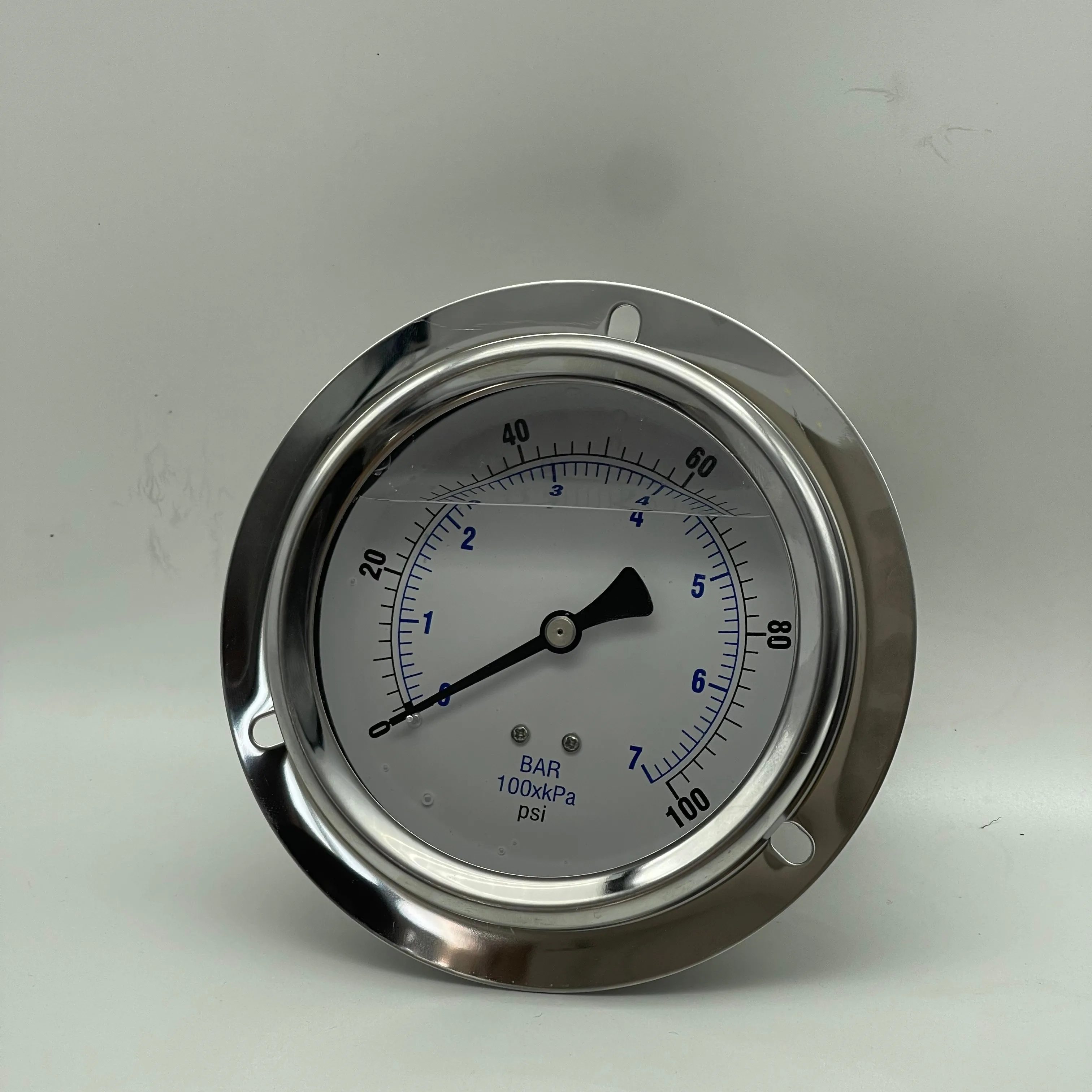 Top Selling Y100 L-AD 0-100PSI L-BD type (center back mount with front flange) stainless steel housing oil pressure gauge