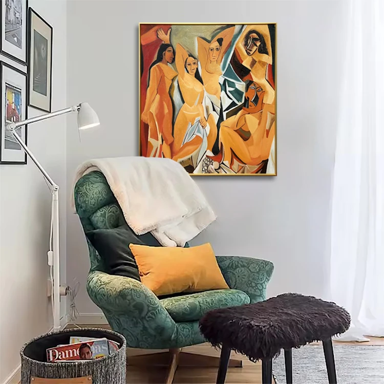 Avignon Girls Canvas Wall Art by Pablo Picasso Famous Painting Printed on Canvas Reproduction