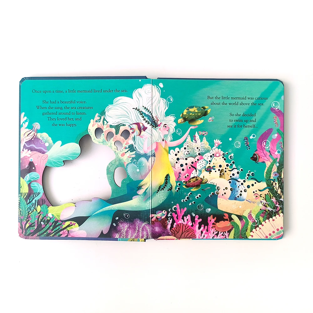 Custom Print Story Book Series Hardcover The Little Mermaid Children Picture pop up lift the flap books Set