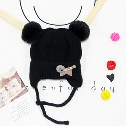 Thicken Warm Kids winter hat cute baby knitted hat woolen yarn hat caps