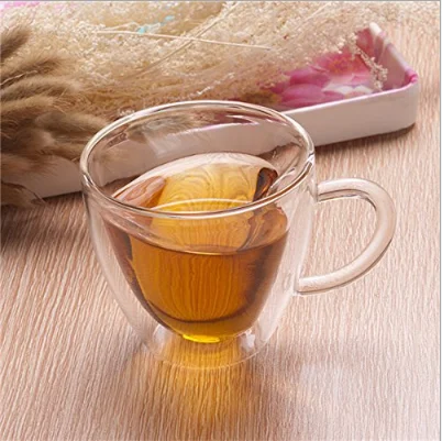 Hot sale Double wall glass cup 250ml Heart Love Shaped Coffee Mug/ Tea Cups Made in China
